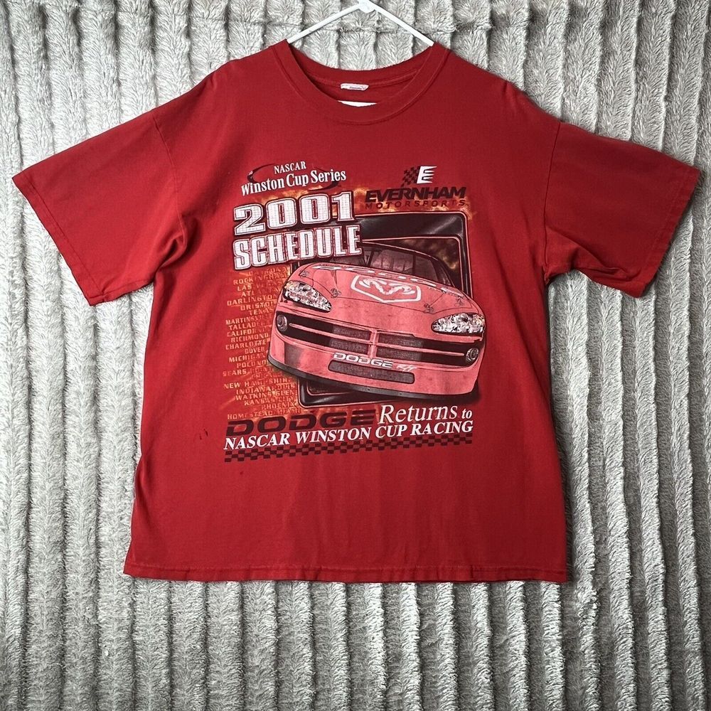 Vintage Dodge NASCAR Winston Cup Series‎ 2001 Schedule T-shirt L-XL Red Evernham